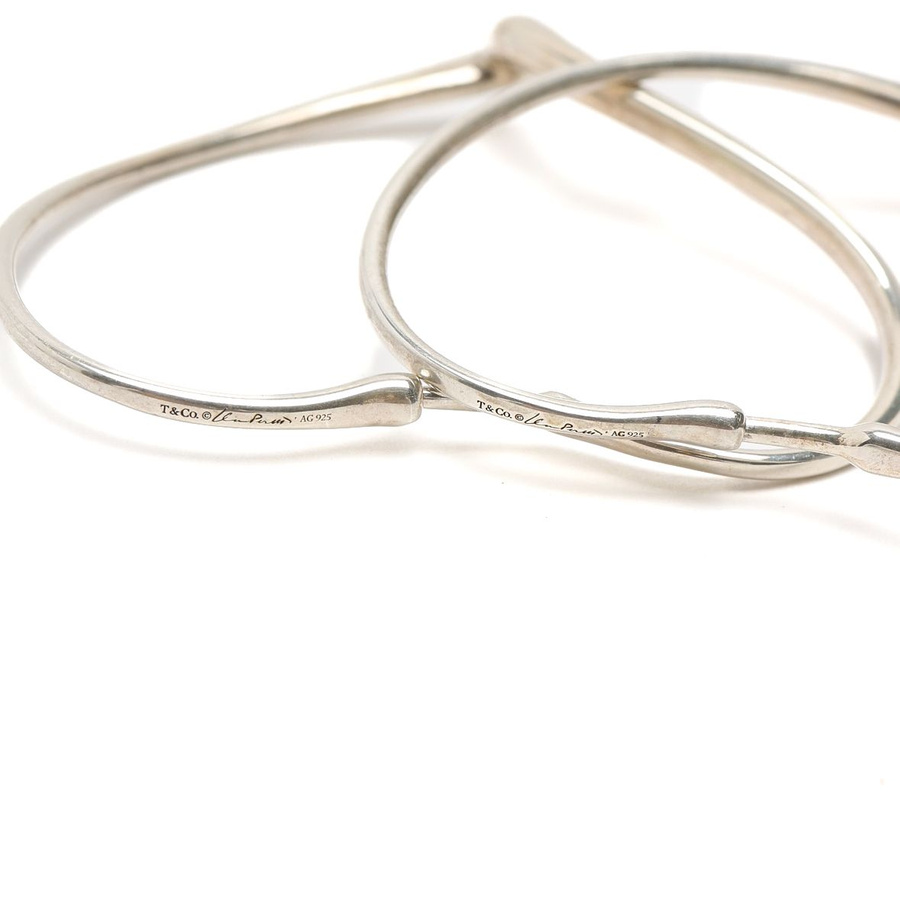 Tiffany & Co Elsa Peretti Open Heart Silver Hoop Earrings