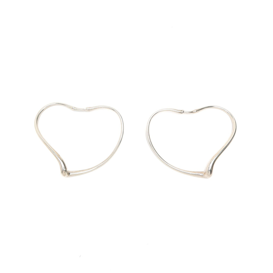 Tiffany & Co Elsa Peretti Open Heart Silver Hoop Earrings