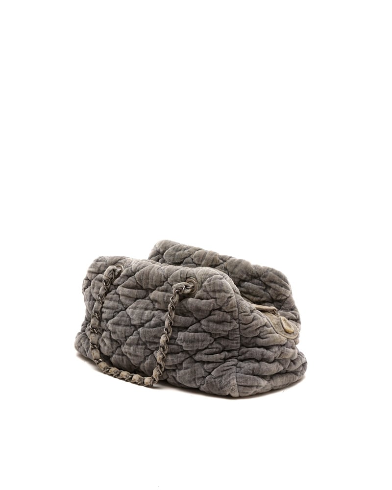 Chanel Velour Bubble Quilt Bowling Bag