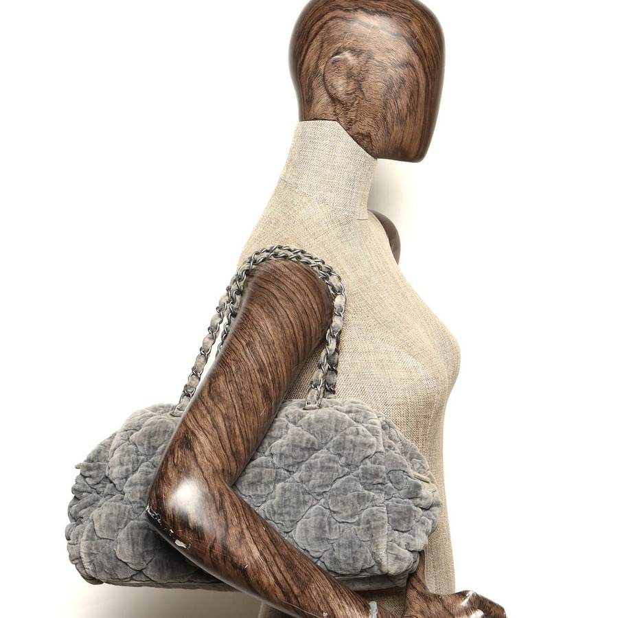 Chanel Velour Bubble Quilt Bowling Bag