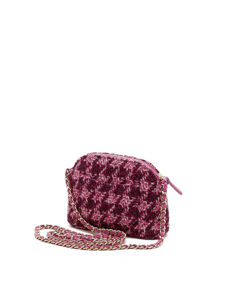 Chanel Mini Houndstooth Tweed Chain Pouch Bag