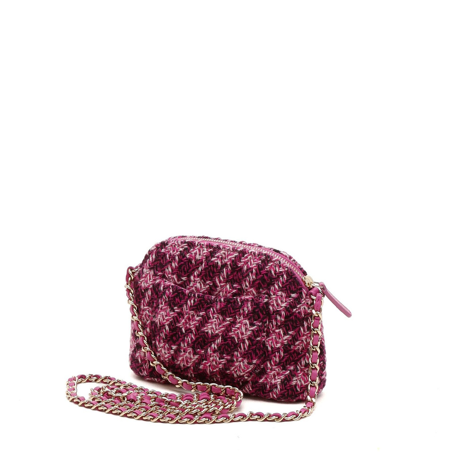 Chanel Mini Houndstooth Tweed Chain Pouch Bag