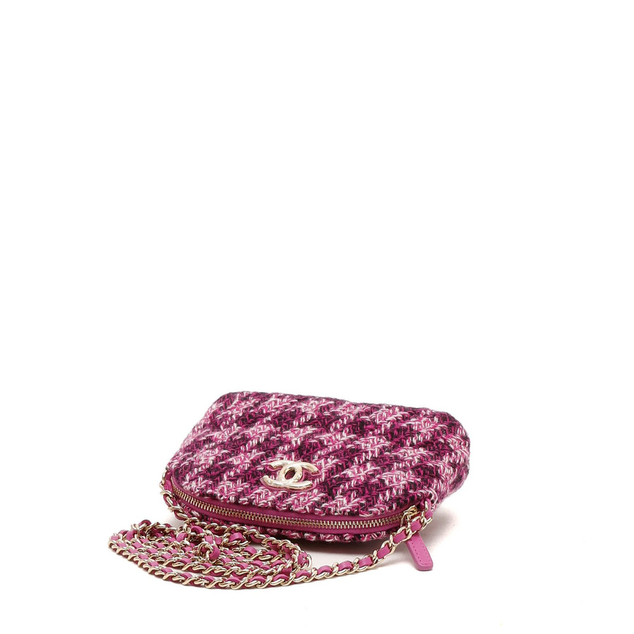 Chanel Mini Houndstooth Tweed Chain Pouch Bag