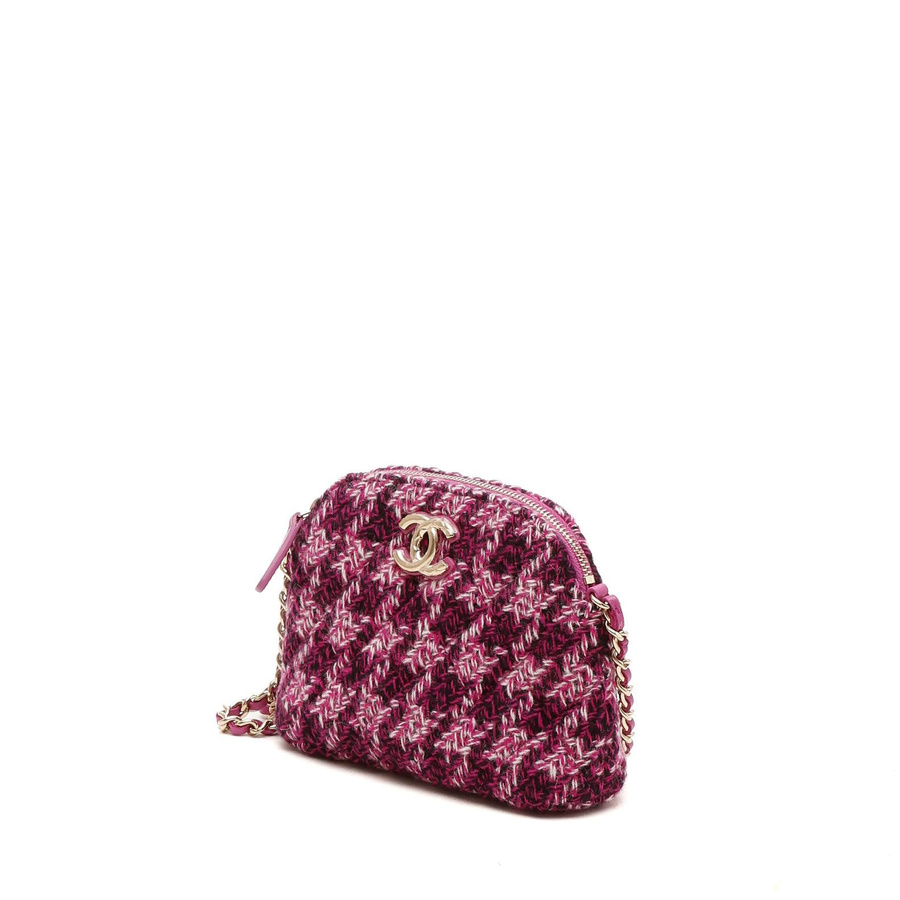 Chanel Mini Houndstooth Tweed Chain Pouch Bag