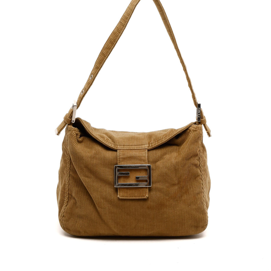 Fendi Corduroy Fold Over Baguette Bag