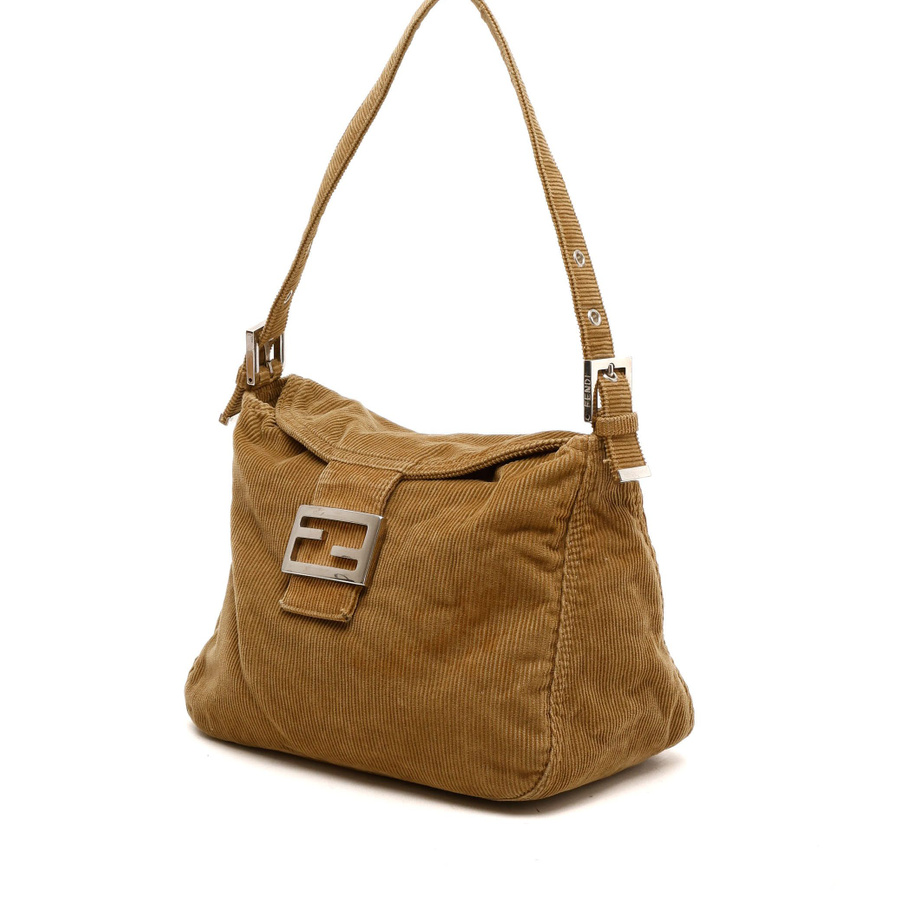 Fendi Corduroy Fold Over Baguette Bag