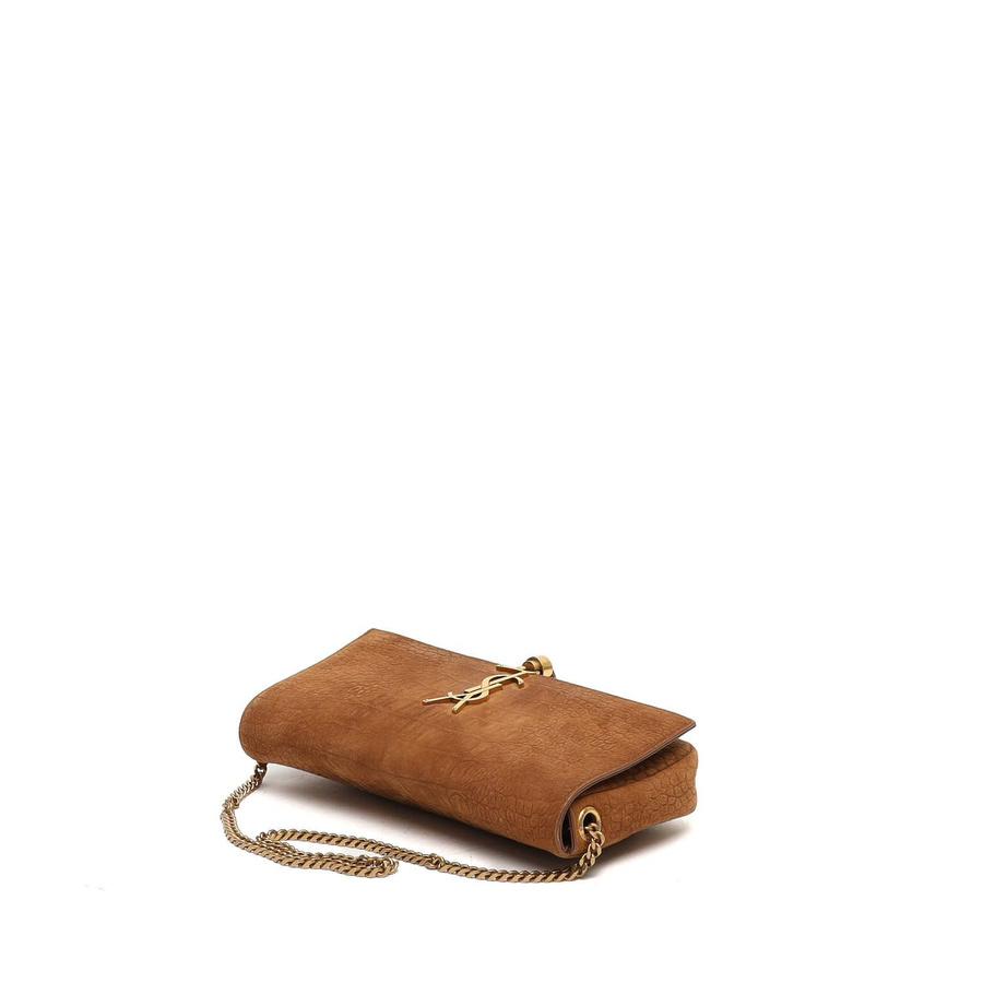 Saint Laurent Crocodile Embossed Suede Kate Shoulder Bag