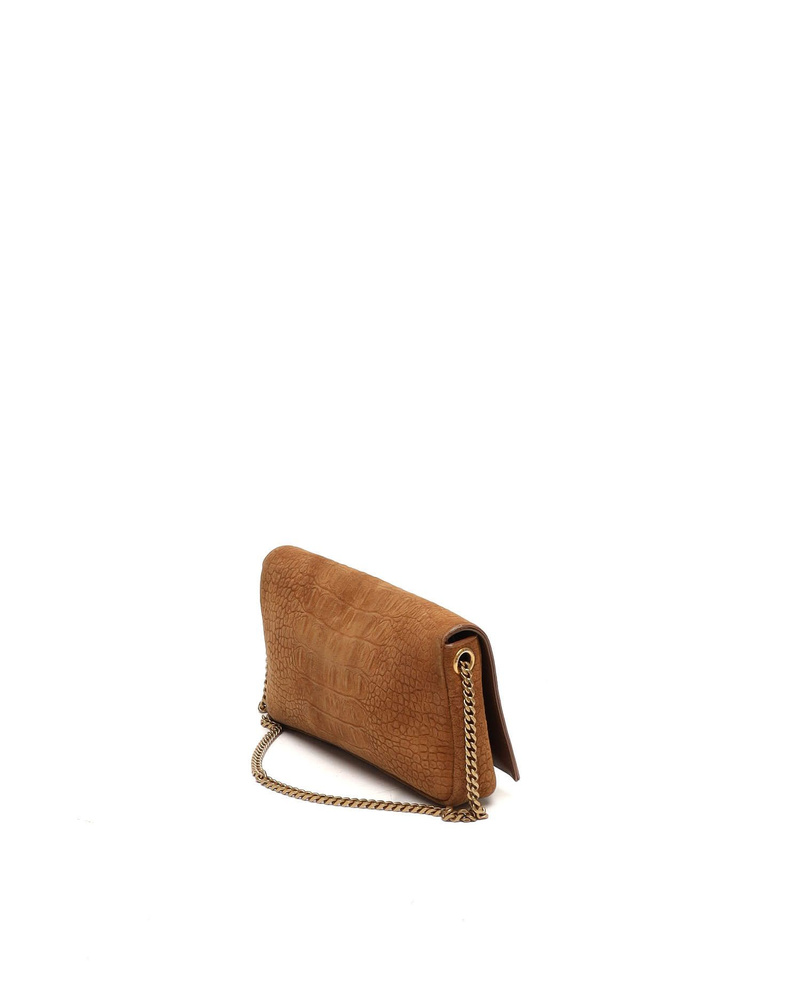 Saint Laurent Crocodile Embossed Suede Kate Shoulder Bag