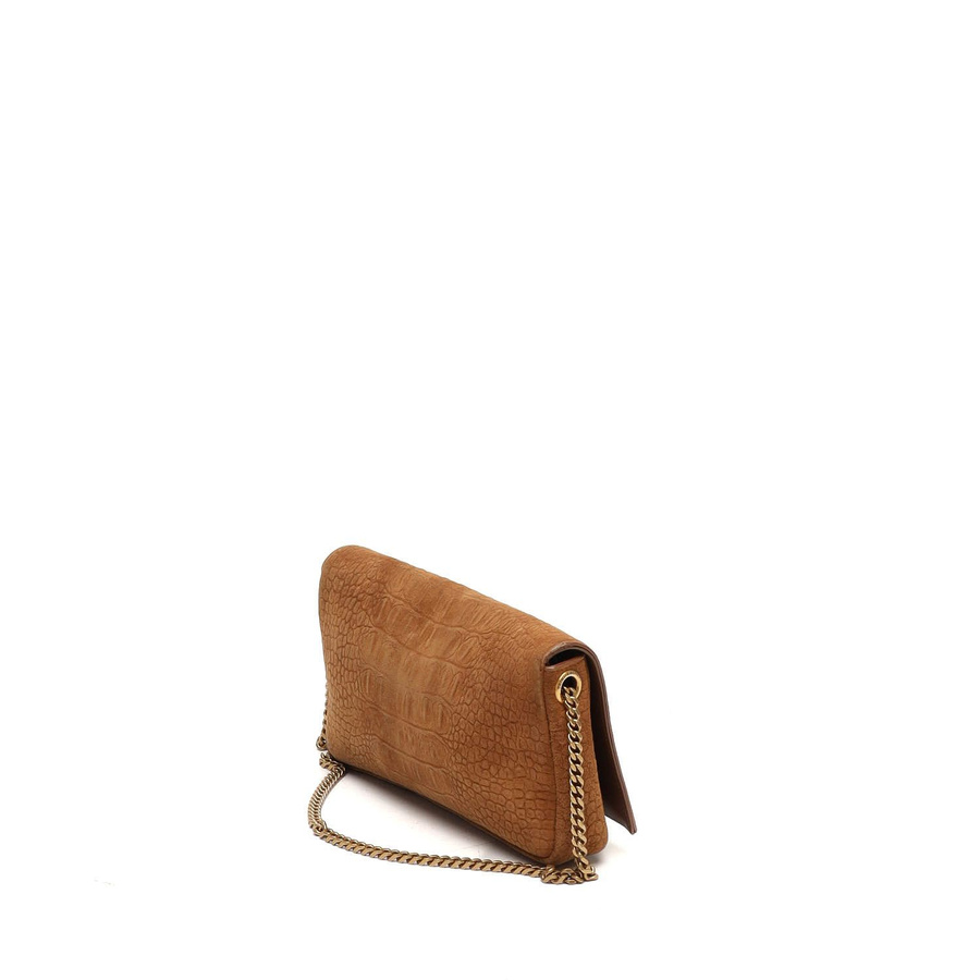 Saint Laurent Crocodile Embossed Suede Kate Shoulder Bag