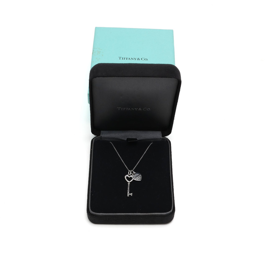 Tiffany & Co 18Kt Heart Key Diamond Necklace