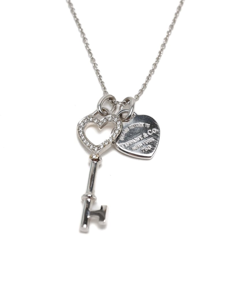 Tiffany & Co 18Kt Heart Key Diamond Necklace
