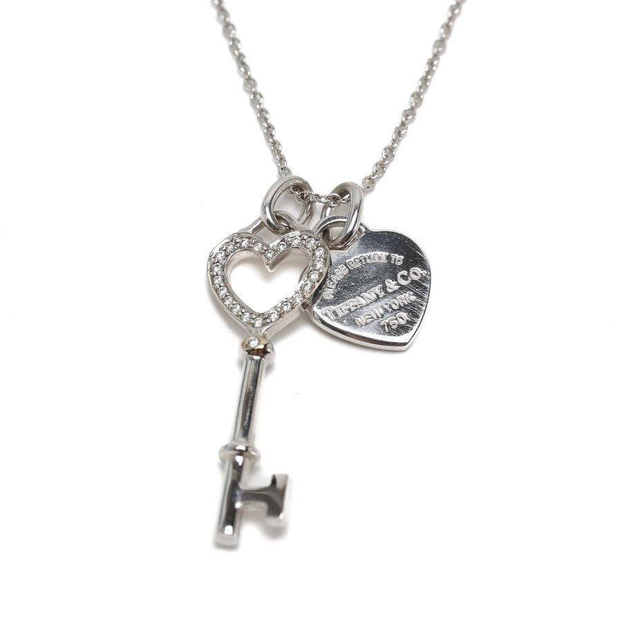 Tiffany & Co 18Kt Heart Key Diamond Necklace