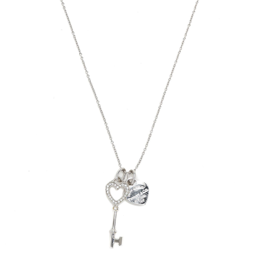 Tiffany & Co 18Kt Heart Key Diamond Necklace