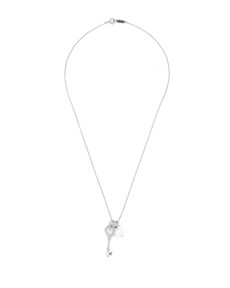 Tiffany & Co 18Kt Heart Key Diamond Necklace