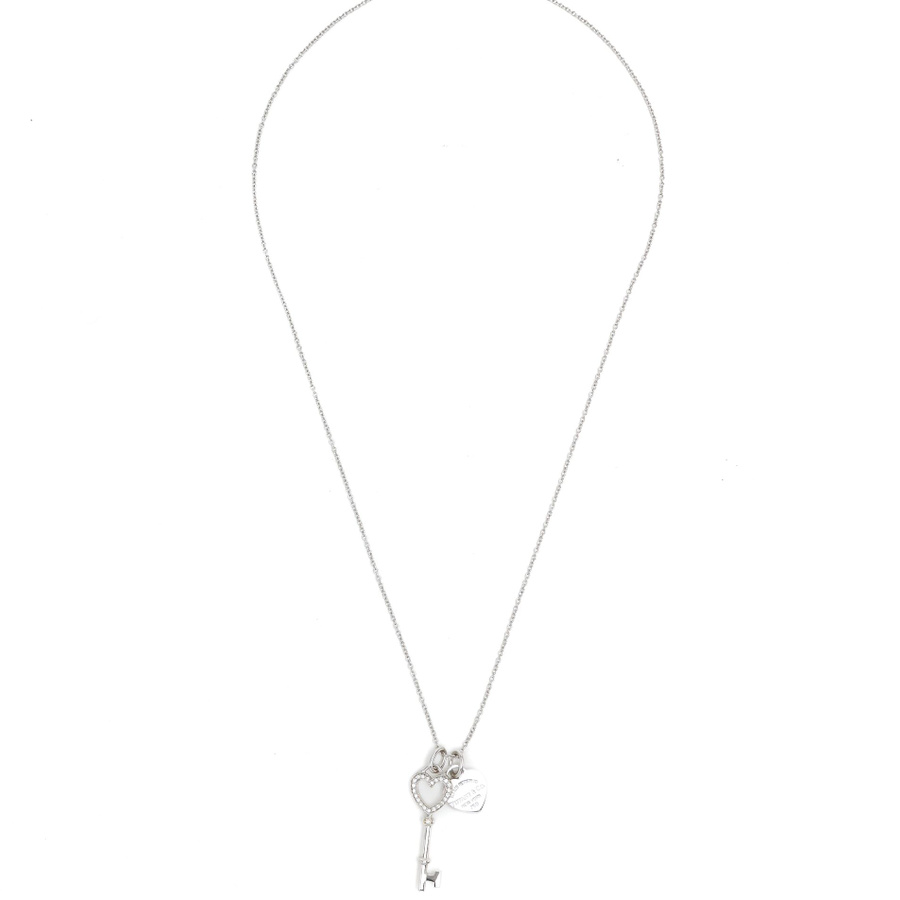 Tiffany & Co 18Kt Heart Key Diamond Necklace