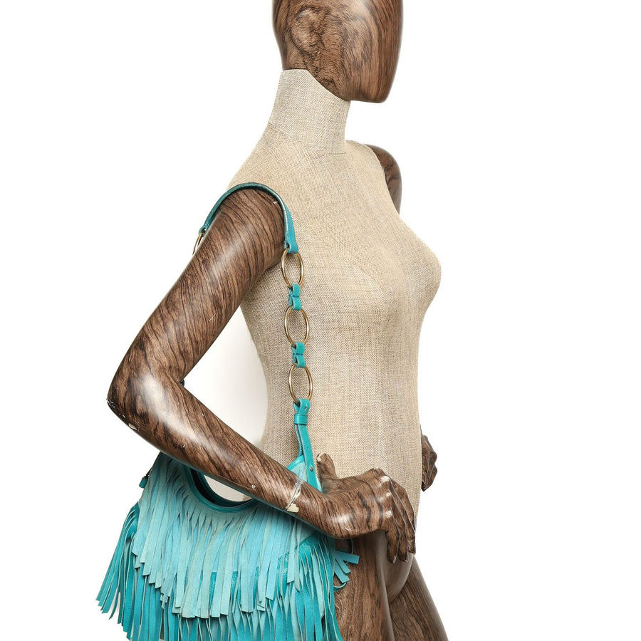 Saint Laurent Suede Boheme Fringe Hobo Bag