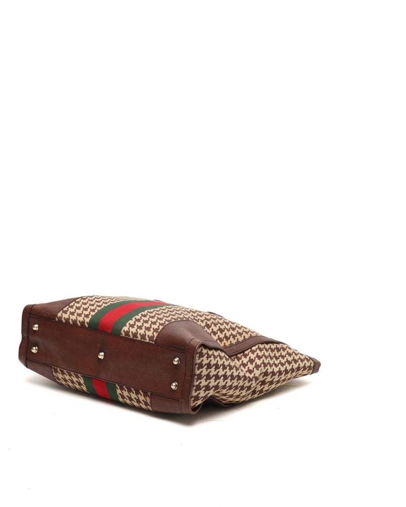 Gucci Houndstooth Seventies Web Tote Bag