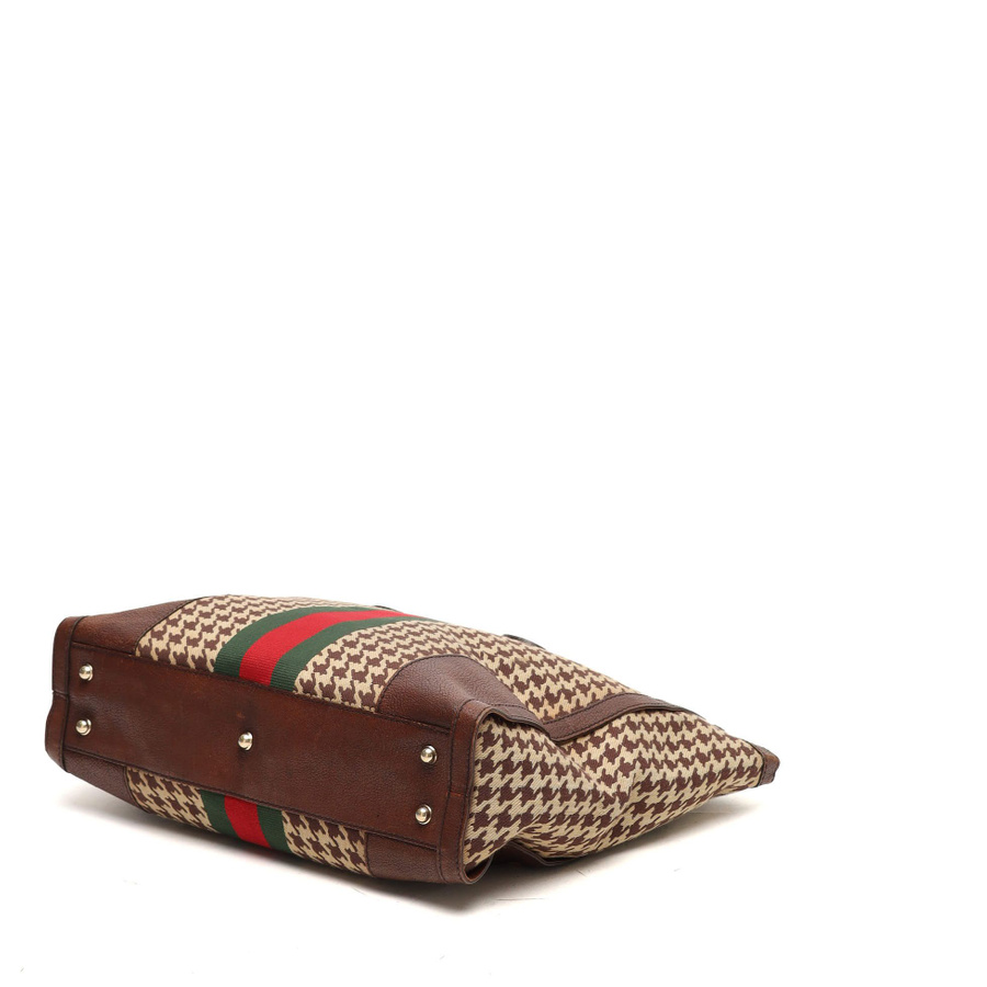Gucci Houndstooth Seventies Web Tote Bag