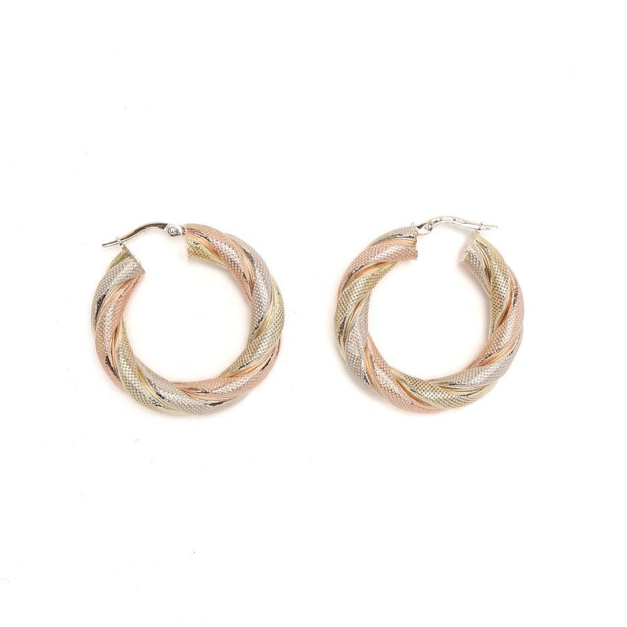 Unoaerre 14kt Tricolor Gold Hoop Earrings
