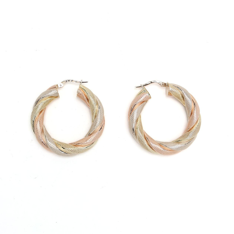 Unoaerre 14kt Tricolor Gold Hoop Earrings