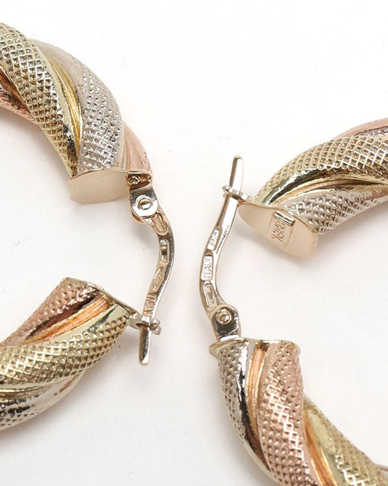 Unoaerre 14kt Tricolor Gold Hoop Earrings