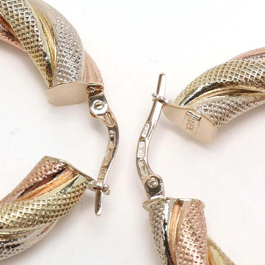 Unoaerre 14kt Tricolor Gold Hoop Earrings