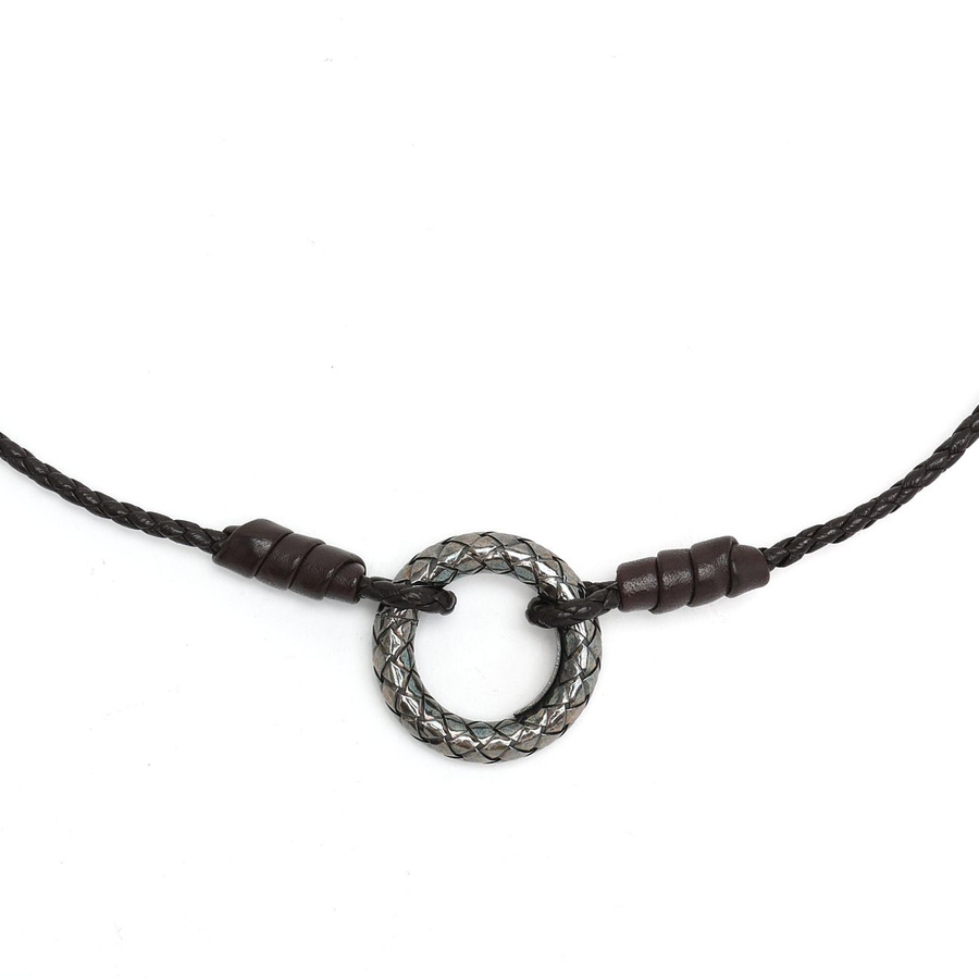 Bottega Veneta Silver and Leather Necklace