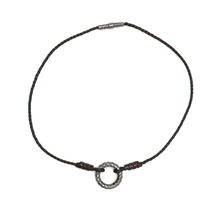Bottega Veneta Silver and Leather Necklace