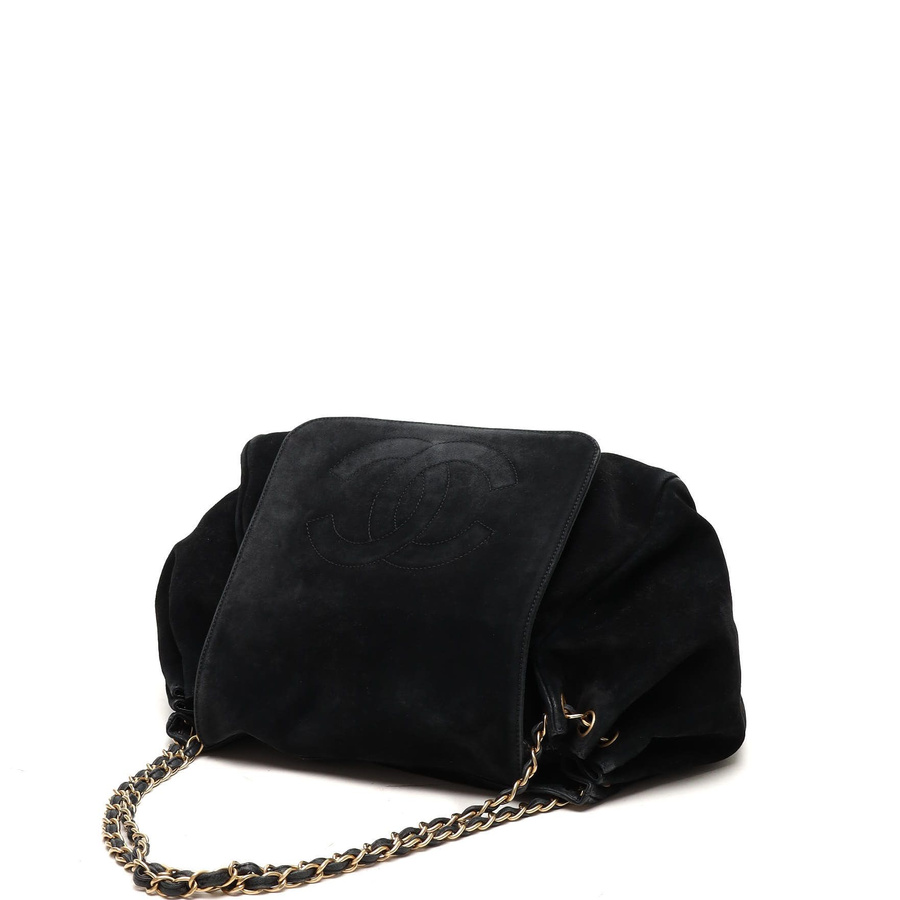 Chanel Large Accordion Suede Hobo Bag