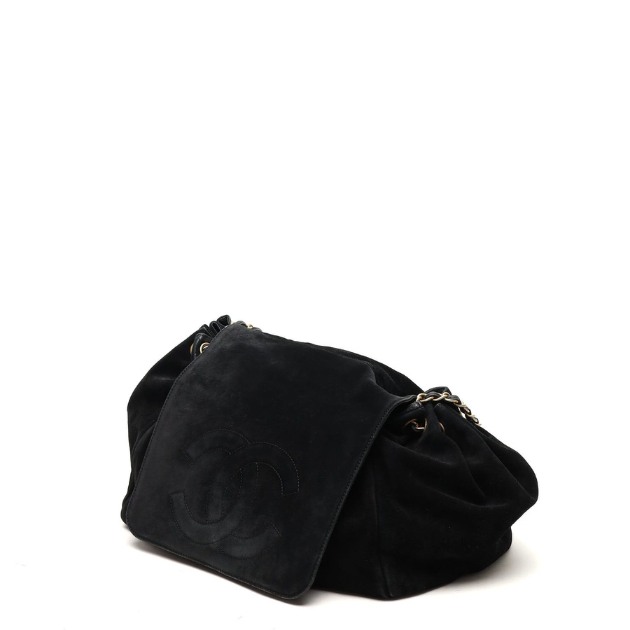 Chanel Large Accordion Suede Hobo Bag