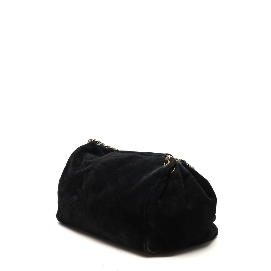 Chanel Large Accordion Suede Hobo Bag