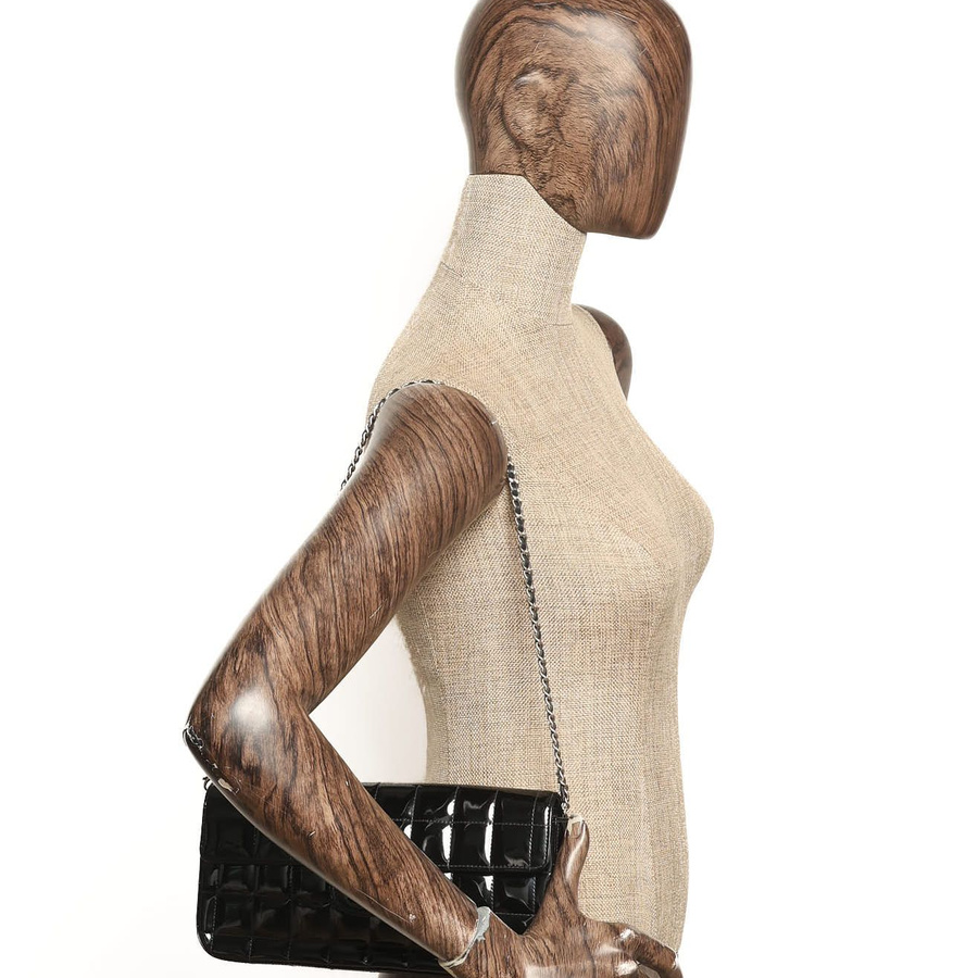 Chanel Patent East West Chocolate Bar Flap Bag