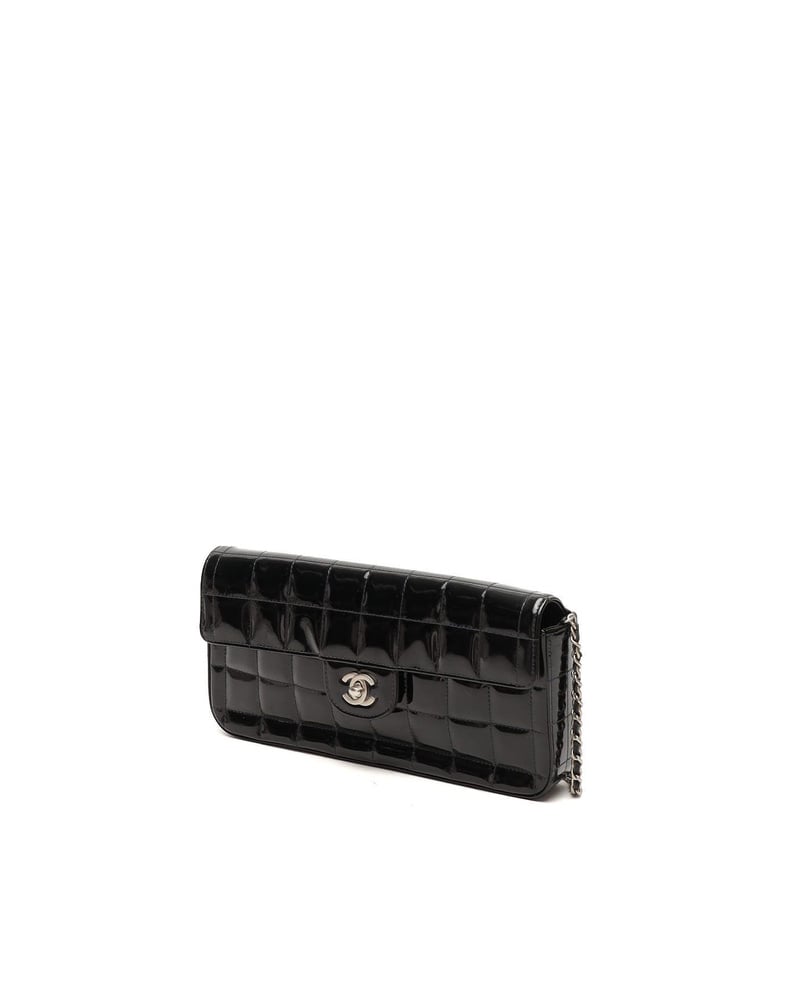 Chanel Patent East West Chocolate Bar Flap Bag
