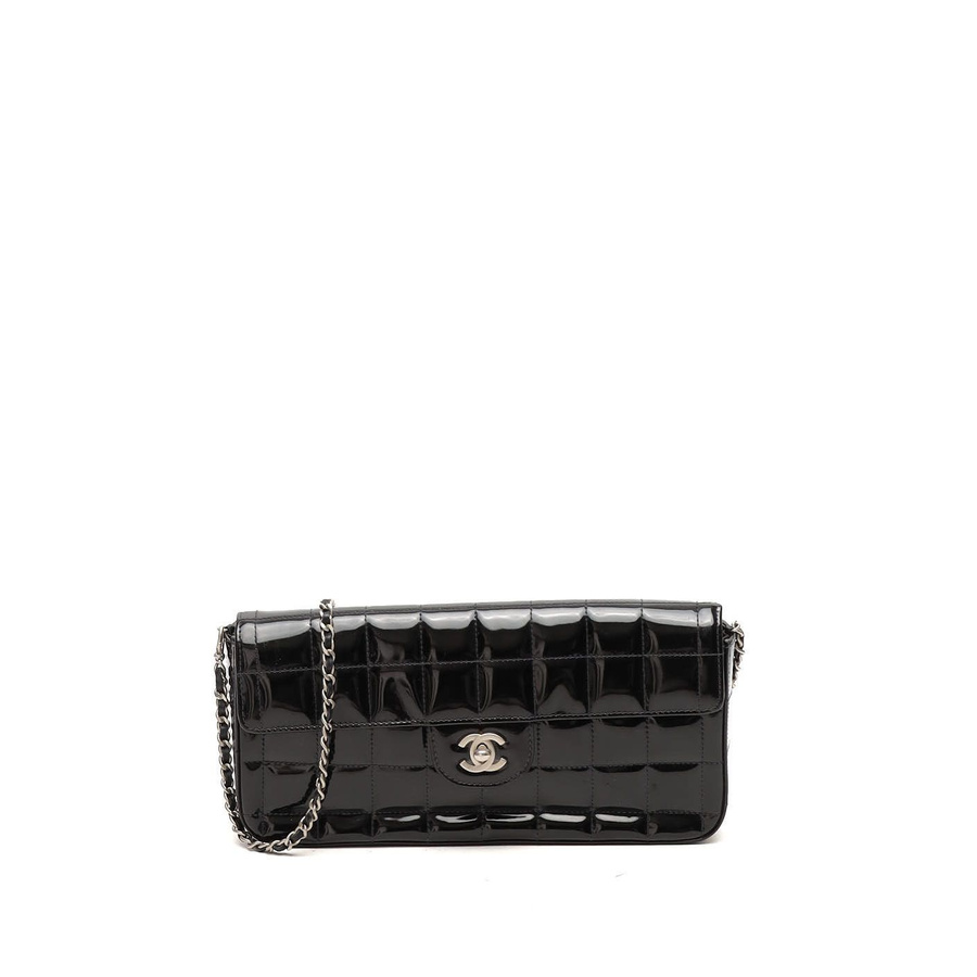 Chanel Patent East West Chocolate Bar Flap Bag