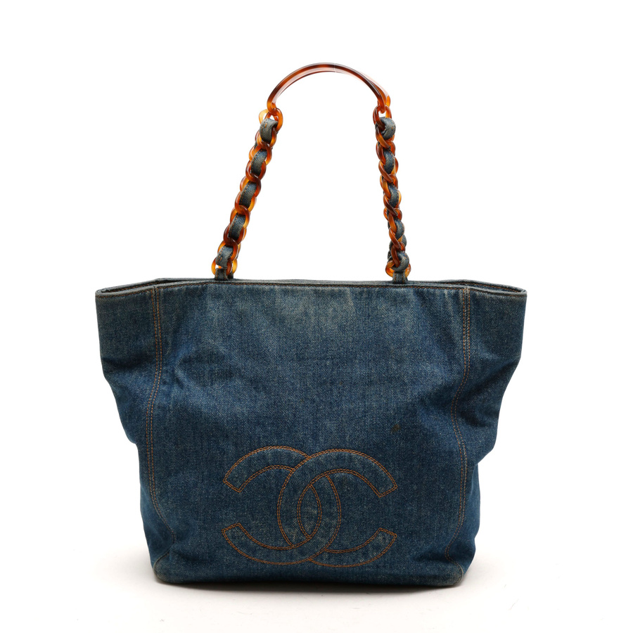 Chanel CC Denim Tortoise Tote Bag