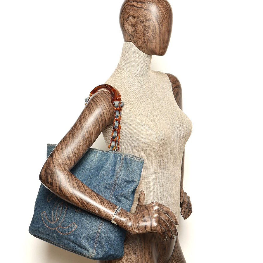 Chanel CC Denim Tortoise Tote Bag