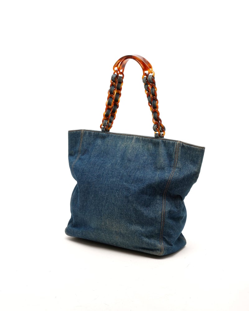 Chanel CC Denim Tortoise Tote Bag