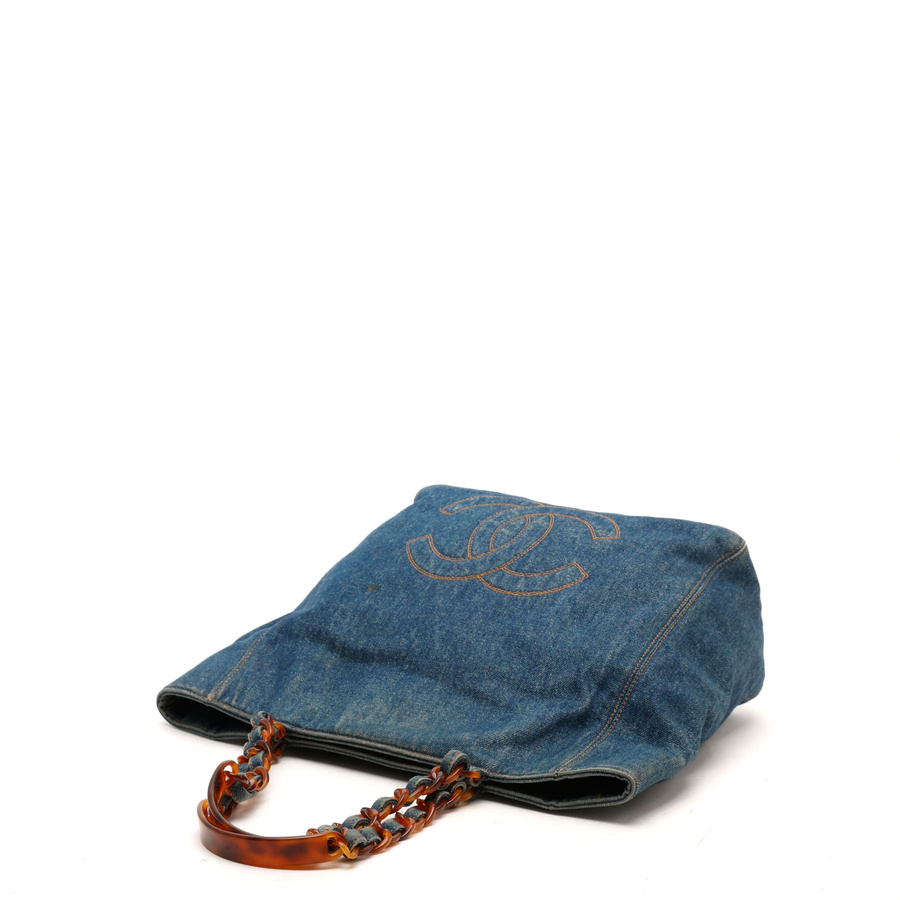 Chanel CC Denim Tortoise Tote Bag