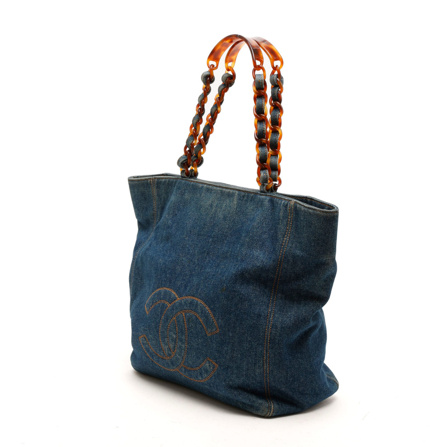 Chanel CC Denim Tortoise Tote Bag