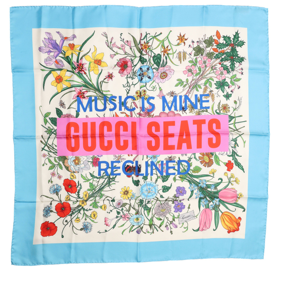 Gucci 90 Music Is Floral Silk Scarf