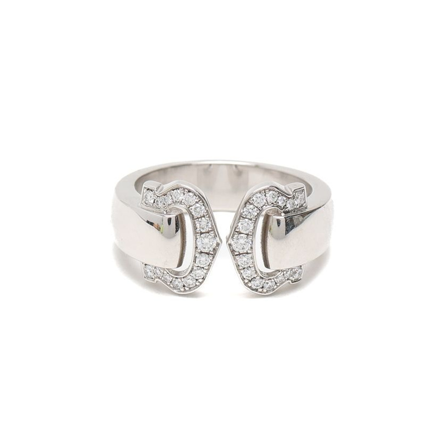 Cartier Double C 18Kt Diamond Ring, Size 50