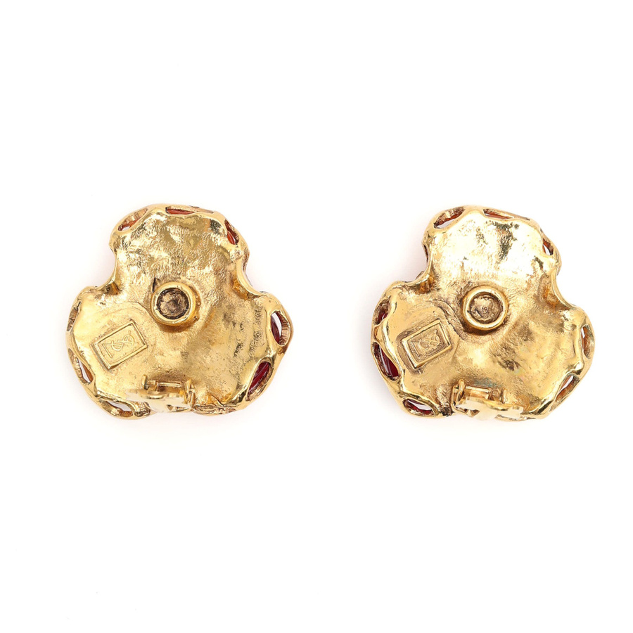 Saint Laurent YSL Rhinestone Clip-on Earrings