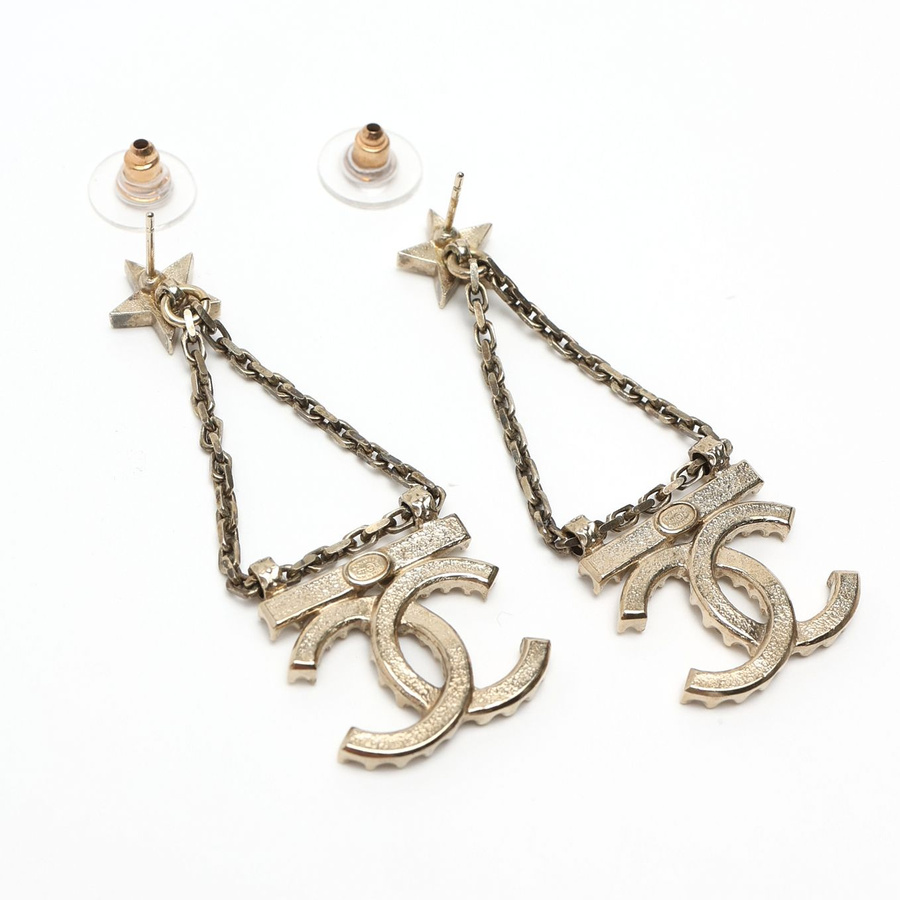 Chanel Coco Mark Rhinestone Dangling Earrings