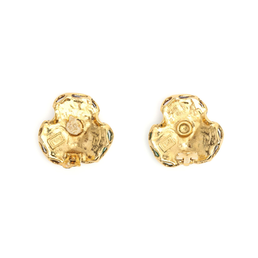 Saint Laurent YSL Rhinestone Clip-on Earrings