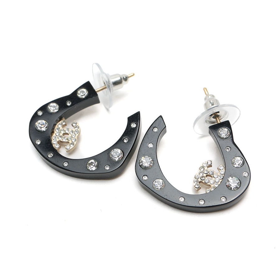 Chanel Coco Mark Heart Rhinestone Earrings