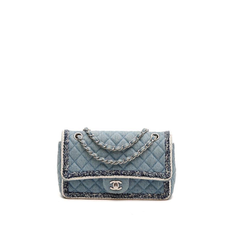 Chanel Classic Denim Braid Medium Single Flap Bag