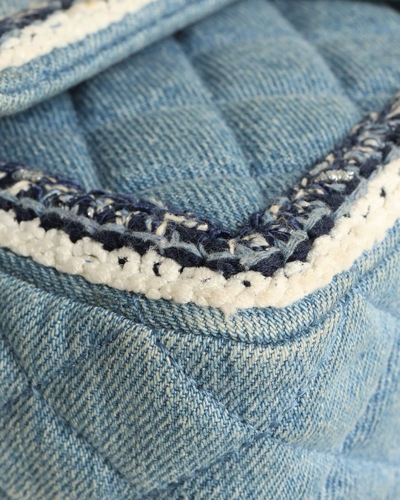 Chanel Classic Denim Braid Medium Single Flap Bag