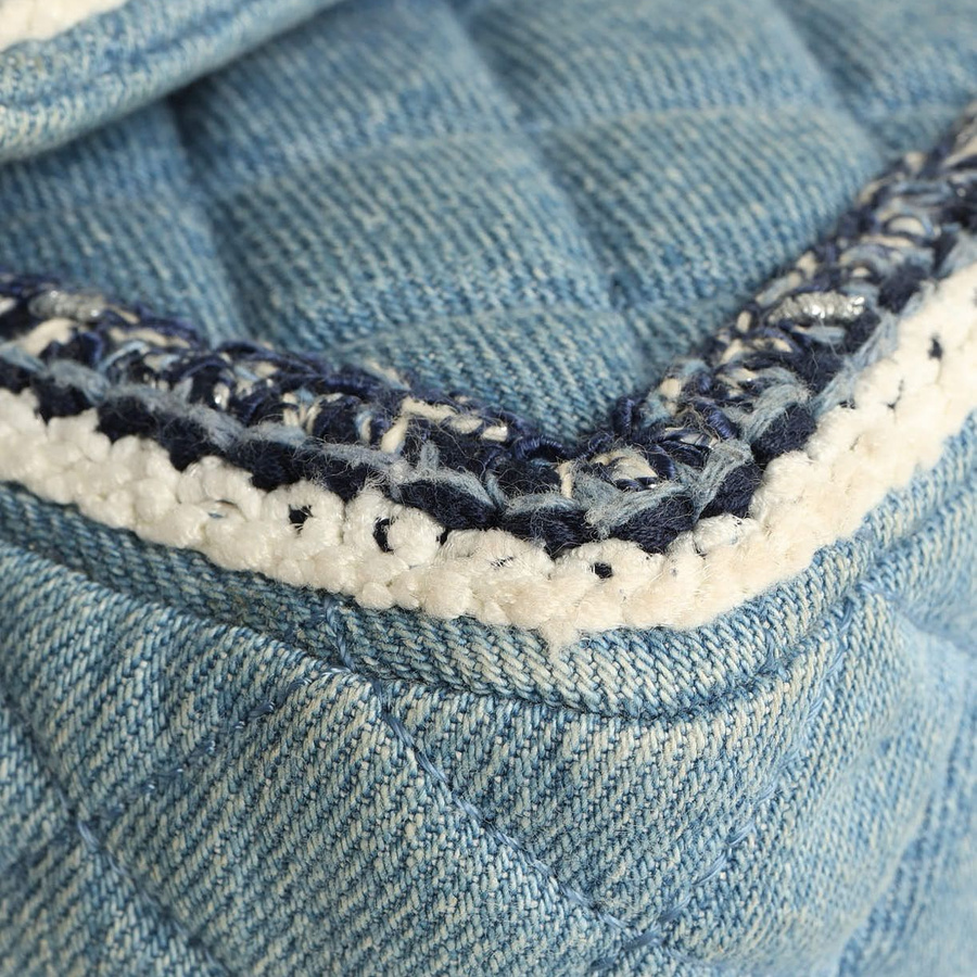 Chanel Classic Denim Braid Medium Single Flap Bag