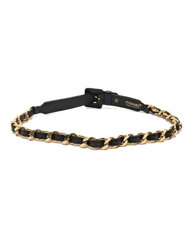 Chanel 1990s Leather Chain Belt, Size 75