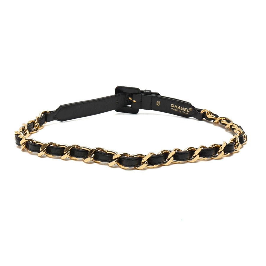 Chanel 1990s Leather Chain Belt, Size 75